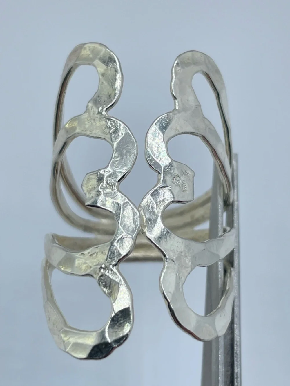 Vintage Taxco Silver Butterfly Wings Abstract Openwork Boho Statement Ring Sz 9